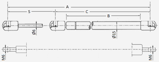 6x15 steel gas spring drawing